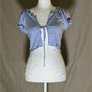 Lavender shortsleeved medium cropped Sky and Sparrow cardigan